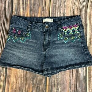 Embroidered Jean Shorts- Size 16